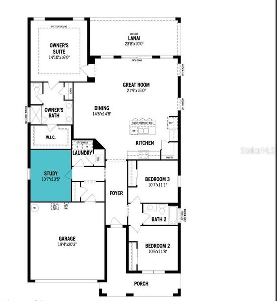 2D floor plan layout of this home in Pasadena Ridge Master, Dade City, FL (Image 4).