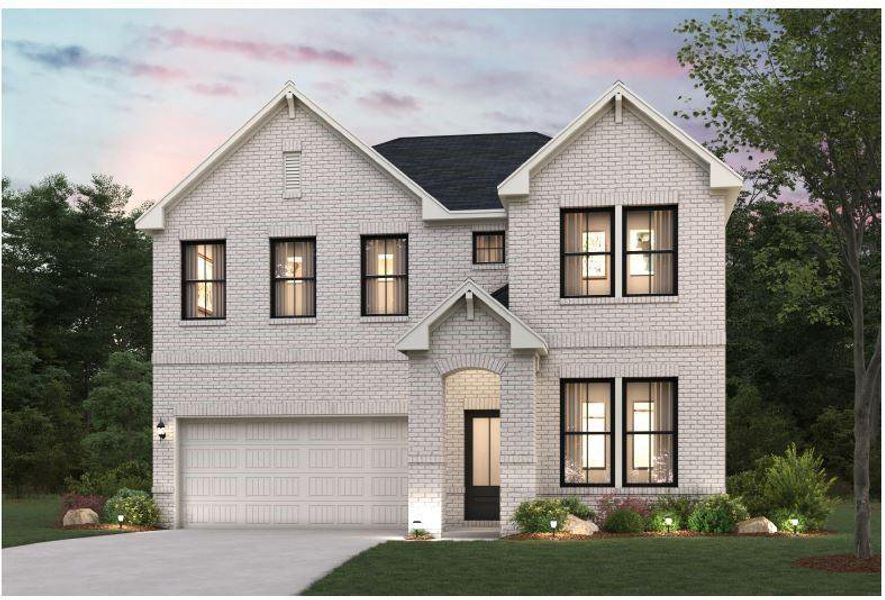 Front exterior of a new home in Oak Grove Glen, Snellville, GA, highlighting curb appeal (Image 1).