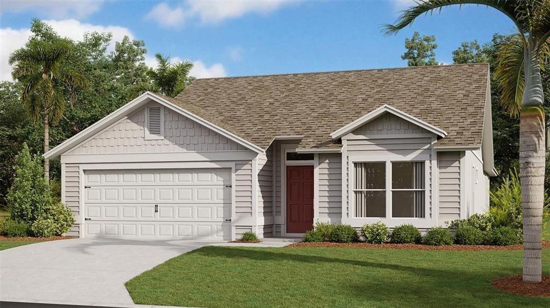 Front exterior of a new home in Sawmill Branch Express, Palm Coast, FL, highlighting curb appeal (Image 22).