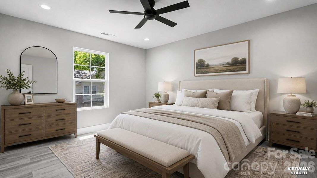 3320 Boyd St, Unit: A - Bedroom View Staged 3320 Boyd St, Unit: A - Bedroom View Staged