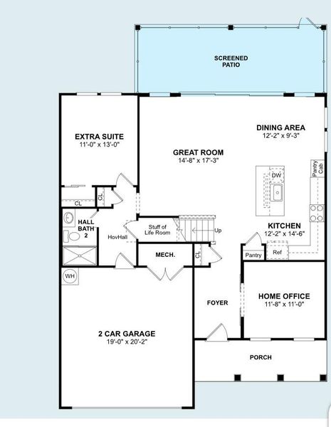 2D floor plan layout of this home in Stono Village, Hollywood, SC (Image 4).