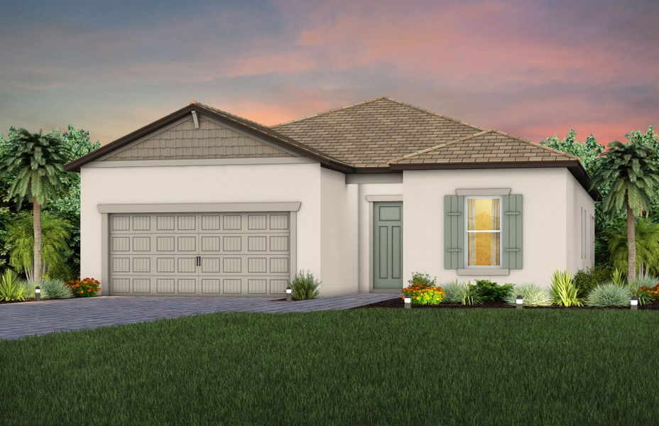 Representative exterior photo of a completed home built from the Mystique by Del Webb in Explore Verona, Dade City, FL (Image 22). Representative exterior photo of a completed home built from the Mystique by Del Webb in Explore Verona, Dade City, FL (Image 22).