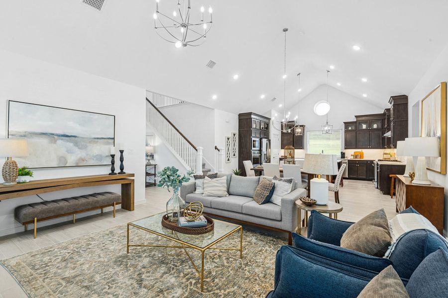 Open living area with high vaulted ceilings (*Photo not of actual home and used for illustration purposes only.)