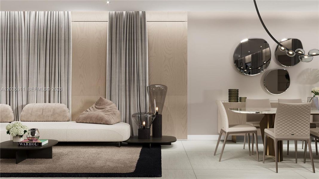 Furnished interior view inside a new home in , Sunny Isles Beach (Image 8). Furnished interior view inside a new home in , Sunny Isles Beach (Image 8).