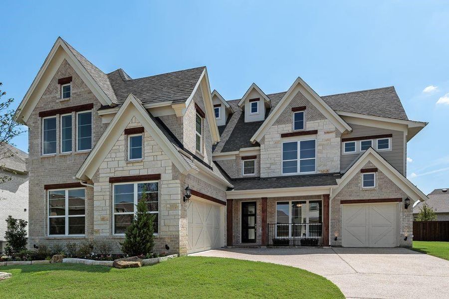 Front exterior of a new home in South Pointe, Mansfield, TX, highlighting curb appeal (Image 20).