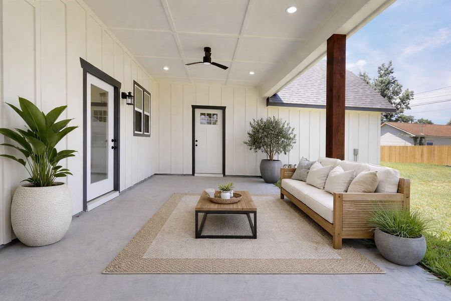 Stunning covered patio, designer finishes, and a seamless indoor outdoor feel, perfect for relaxing or entertaining.