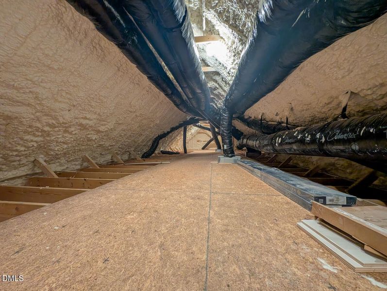 Floored and spray foam attic