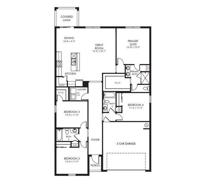 2D floor plan layout of this home in Hampton Park - Classic Series, Vero Beach, FL (Image 4).