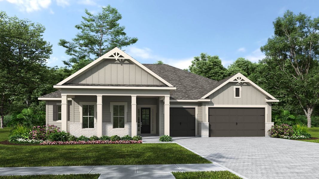 Representative exterior photo of a completed home built from the 2859MC by MasterCraft Builder Group in SilverLeaf, St. Augustine, FL (Image 4).