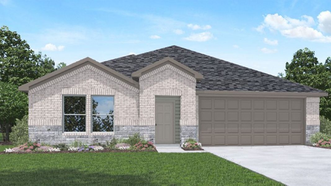 Front exterior of a new home in Cypress Green, Hockley, TX, highlighting curb appeal (Image 1).