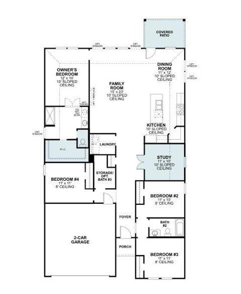 2D floor plan layout of this home in Meadow Park, Denton, TX (Image 2).