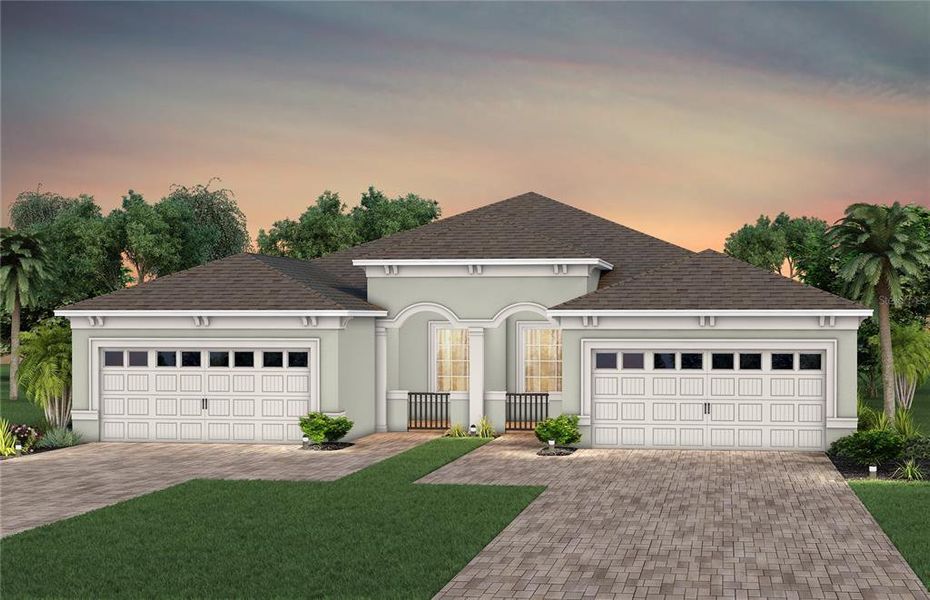 Exterior Design. Artistic rendering for this new construction home. Pictures are for illustrative purposes only. Elevations, colors and options may vary.