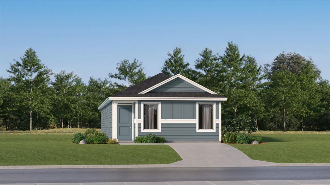 Front exterior of a new home in Santa Fe Village, Cleveland, TX, highlighting curb appeal (Image 1). Front exterior of a new home in Santa Fe Village, Cleveland, TX, highlighting curb appeal (Image 1).