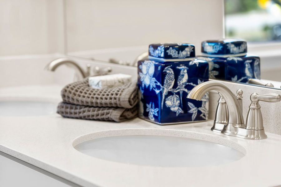 Dual-sink vanity at primary bath Dual-sink vanity at primary bath