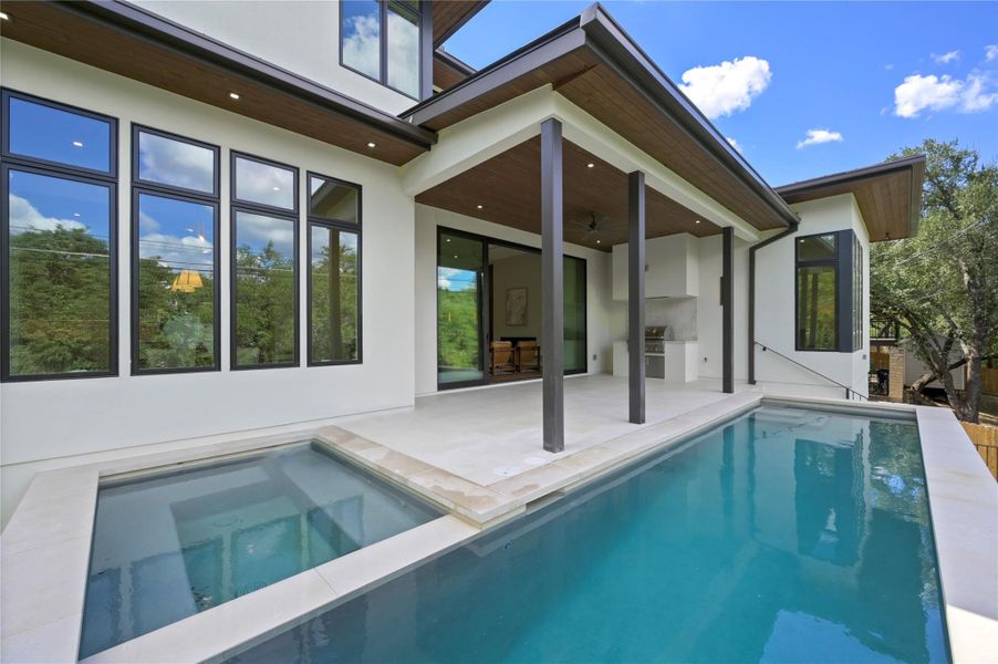 Exterior details and patio area of a home in , Austin (Image 2). Exterior details and patio area of a home in , Austin (Image 2).