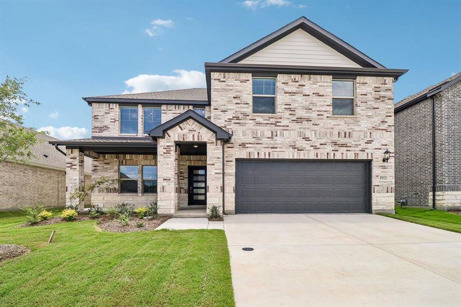Front exterior of a new home in Eastridge - Signature Series, Princeton, TX, highlighting curb appeal (Image 1). Front exterior of a new home in Eastridge - Signature Series, Princeton, TX, highlighting curb appeal (Image 1).