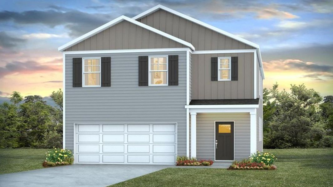 Representative exterior photo of a completed home built from the Robie by D.R. Horton in The Lakes at North Glynn, Brunswick, GA (Image 2).