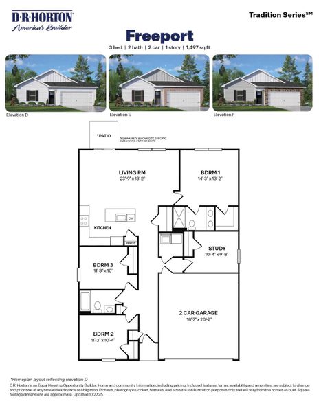 2D floor plan layout for the FREEPORT - TRADITION by D.R. Horton in Honeycutt Oaks, Angier, NC (Image 3). 2D floor plan layout for the FREEPORT - TRADITION by D.R. Horton in Honeycutt Oaks, Angier, NC (Image 3).