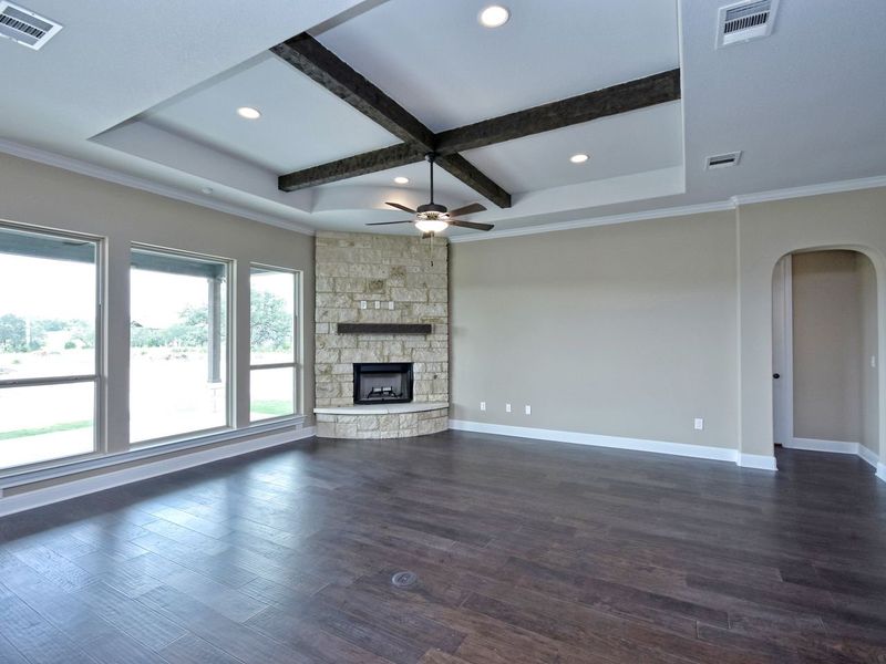 Representative unfurnished interior of a home built from the Madera II by Giddens Homes in Scofield Farms Estates, Georgetown (Image 357).