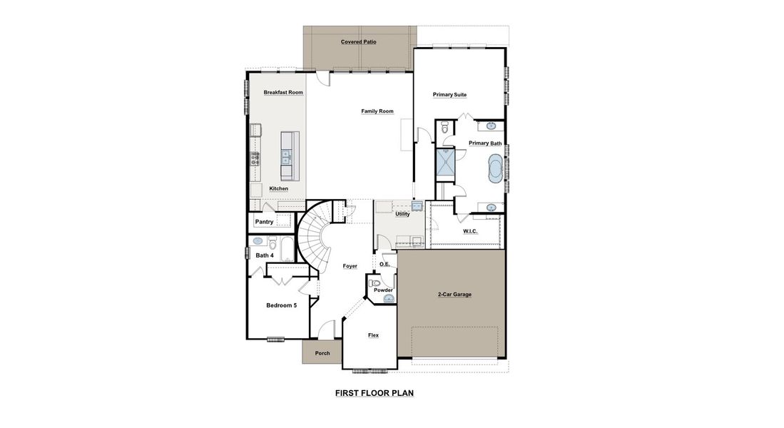 2D floor plan layout for the Harrison 5234 by GFO Home in Wellington, Haslet, TX (Image 3).
