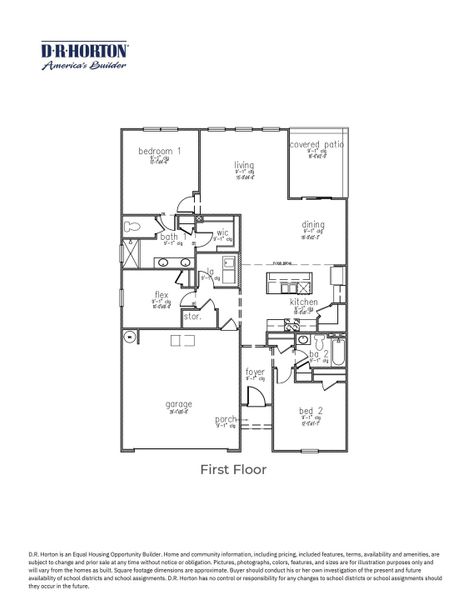 2D floor plan layout for the ARCHER by D.R. Horton in Rivers Reach, Yemassee, SC (Image 3).