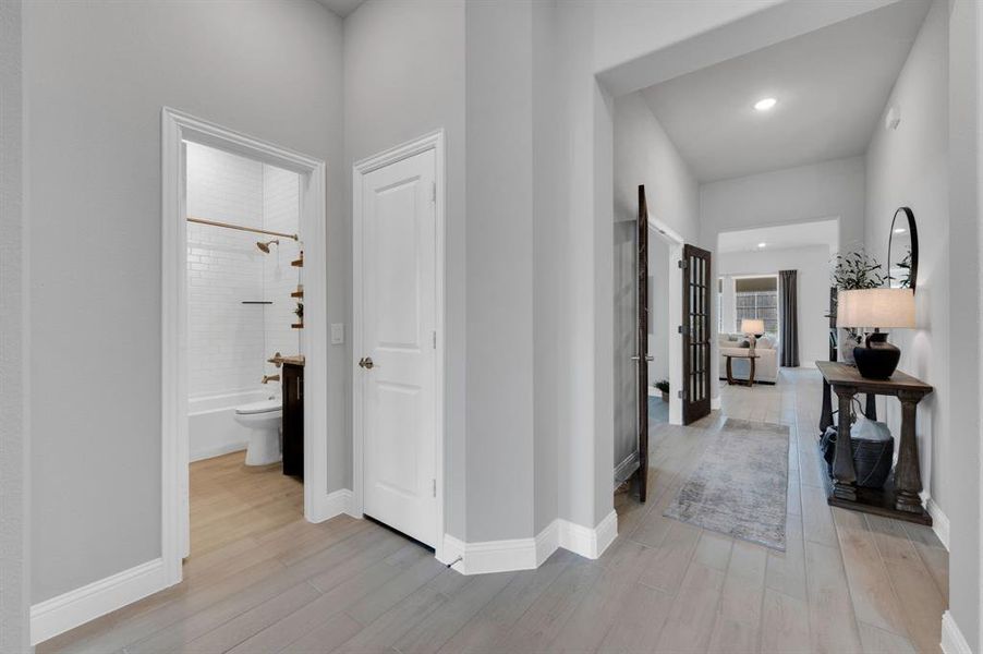 Hall bath and coat closet