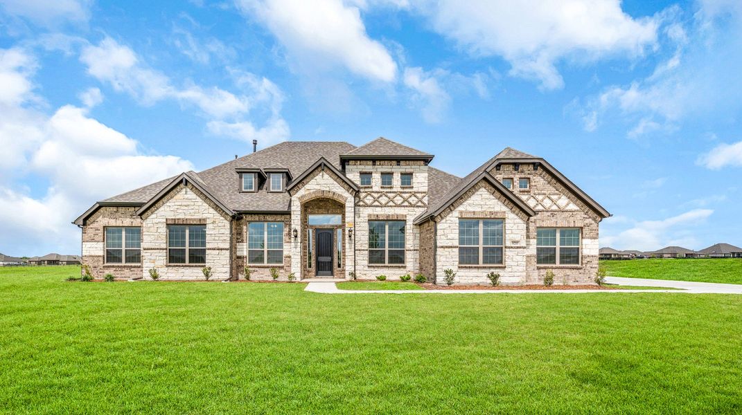 Front exterior of a new home in Creekview Farms, Greenville, TX, highlighting curb appeal (Image 1). Front exterior of a new home in Creekview Farms, Greenville, TX, highlighting curb appeal (Image 1).