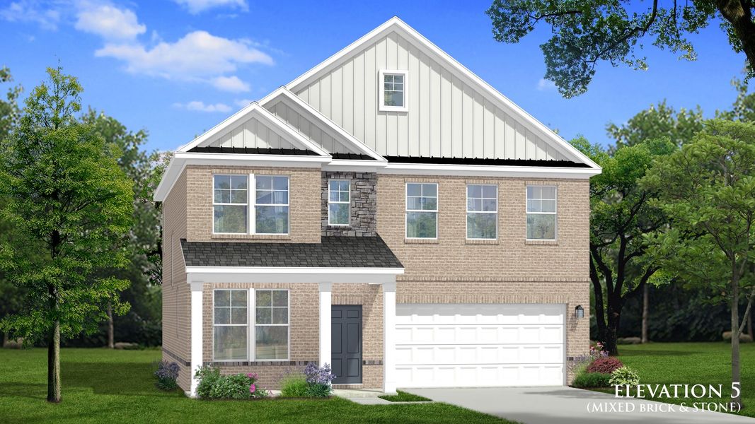 Representative exterior photo of a completed home built from the Pelham by DRB Homes in Cooper Park, McDonough, GA (Image 1). Representative exterior photo of a completed home built from the Pelham by DRB Homes in Cooper Park, McDonough, GA (Image 1).