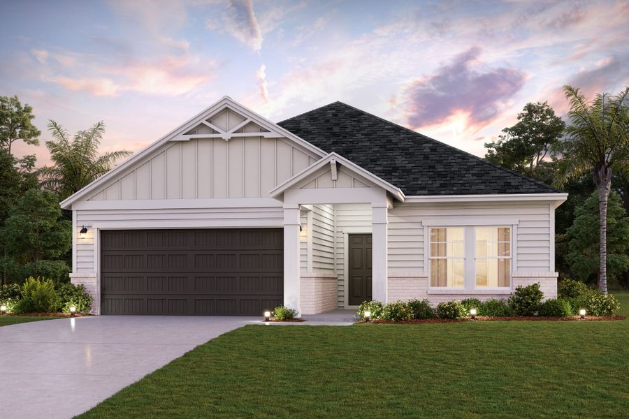 Yellow Jasmine Farmhouse Elevation at Concourse Crossing by Century Communities