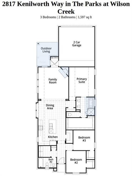 2D floor plan layout of this home in The Parks at Wilson Creek, Celina, TX (Image 2).