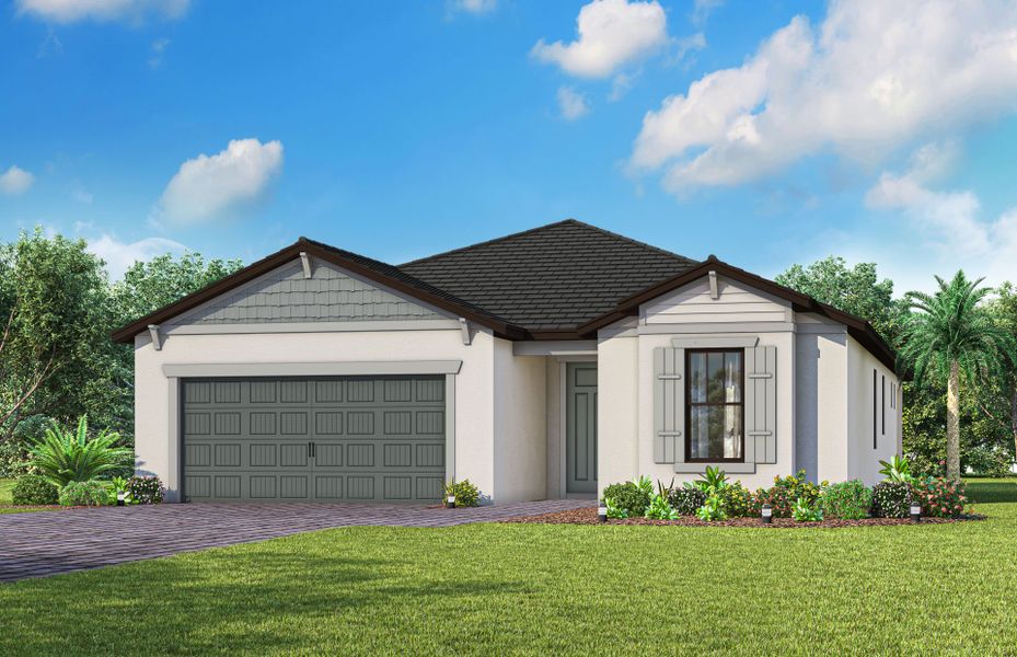 Representative exterior photo of a completed home built from the Prosperity by Del Webb in Del Webb Naples, Ave Maria, FL (Image 2). Representative exterior photo of a completed home built from the Prosperity by Del Webb in Del Webb Naples, Ave Maria, FL (Image 2).