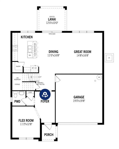 2D floor plan layout of this home in Tradition - Cadence, Port St. Lucie, FL (Image 2).