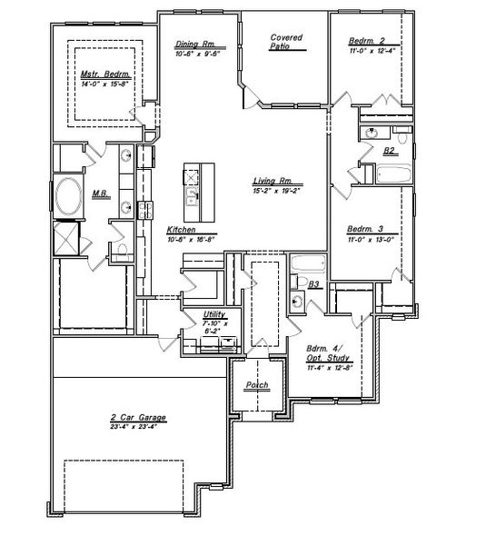 2D floor plan layout for the Floor Plan 2175 by Colina Homes in Grand Magnolia, Magnolia, TX (Image 28).