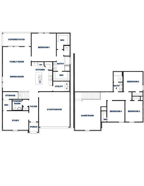 2D floor plan layout of this home in Chapel Lakes, Montgomery, TX (Image 4).