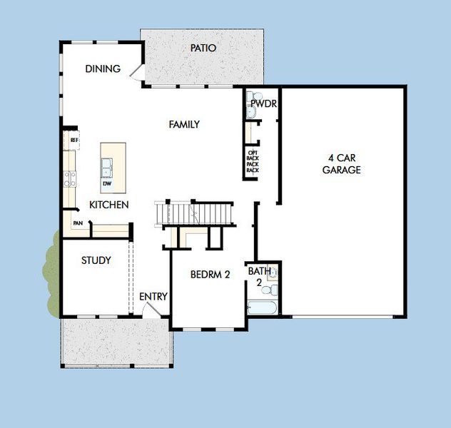 2D floor plan layout for the The Chapelgate by David Weekley Homes in Painted Prairie Heritage Collection, Aurora, CO (Image 3).