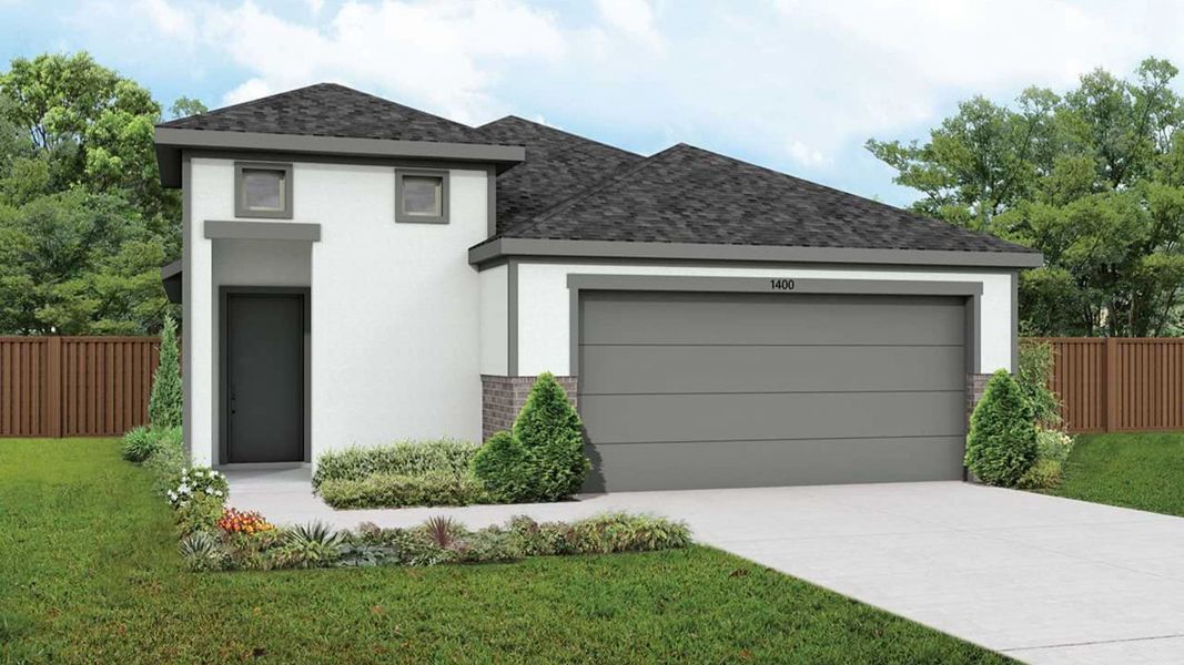 Representative exterior photo of a completed home built from the Compass by DRB Homes in Westridge Journey, McKinney, TX (Image 4).