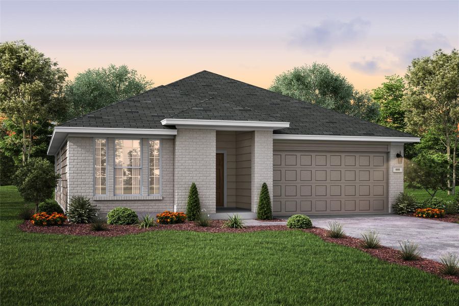 Front exterior of a new home in Pecan Estates, Crosby, TX, highlighting curb appeal (Image 1).