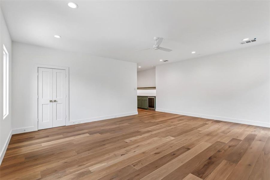 View of beverage cooler and hallway