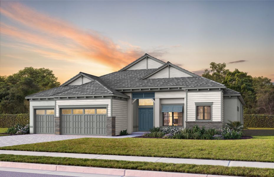 Front exterior of a new home in Amara, Lake Worth, FL, highlighting curb appeal (Image 19). Front exterior of a new home in Amara, Lake Worth, FL, highlighting curb appeal (Image 19).
