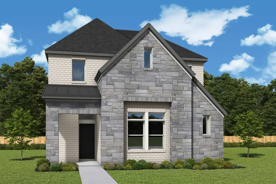 Representative exterior photo of a completed home built from the The Mathew by David Weekley Homes in Edgewater Garden Series, Royse City, TX (Image 14).
