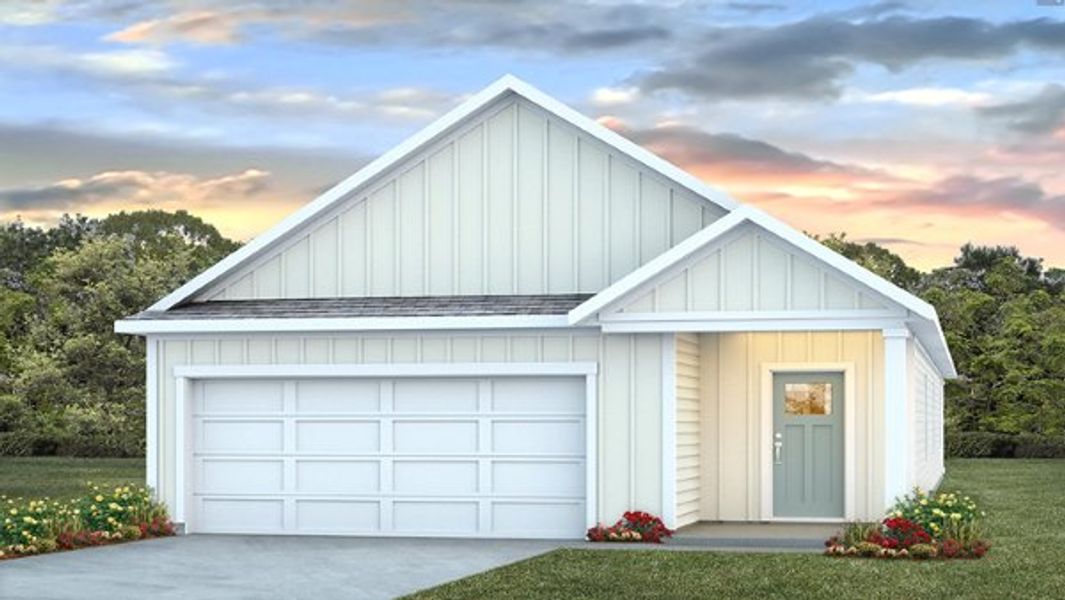 Representative exterior photo of a completed home built from the HEMINGWAY-EXP by D.R. Horton in The Lakes at North Glynn, Brunswick, GA (Image 4).