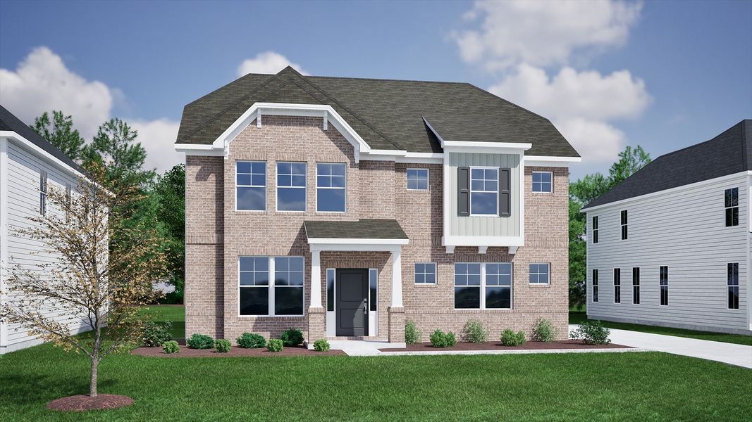 Representative exterior photo of a completed home built from the Keowee - Vanguard Collection by Mungo Homes in Hanes Lake, Winston-Salem, NC (Image 28).