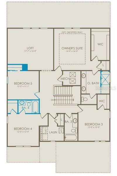 2D floor plan layout of this home in Parkview Reserve, Orlando, FL (Image 3).