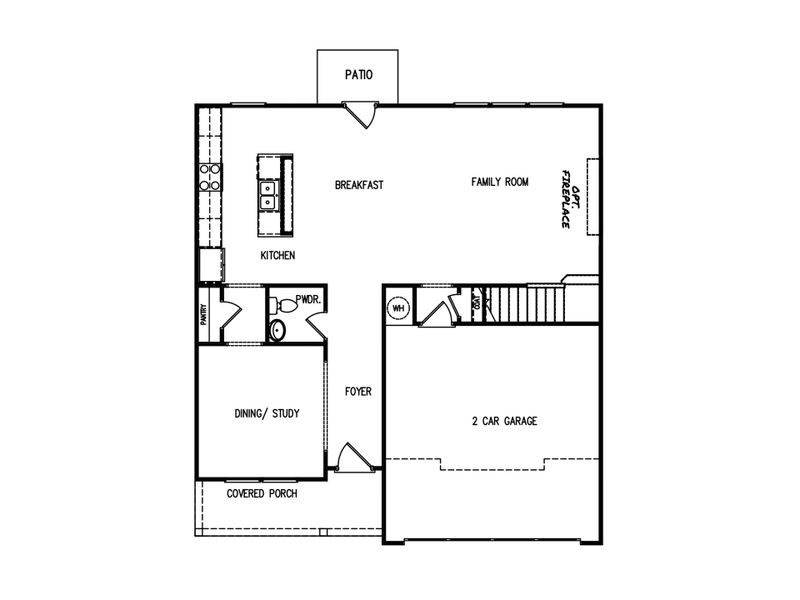2D floor plan layout for the The Windhurst by My Home Communities in Robins Estates, Warner Robins, GA (Image 3).