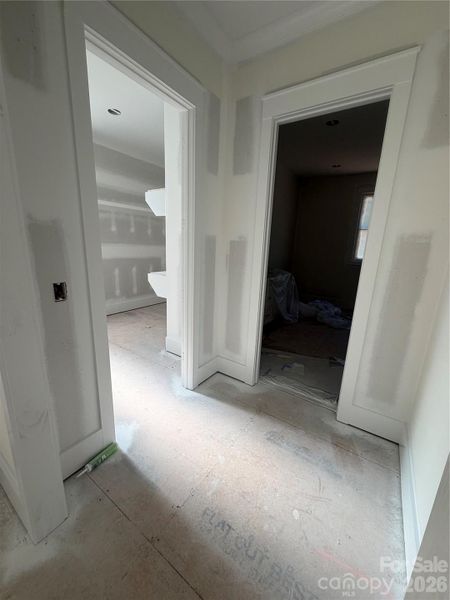 Primary Bedroom going into the walk-in closet and en-suite bathroom.