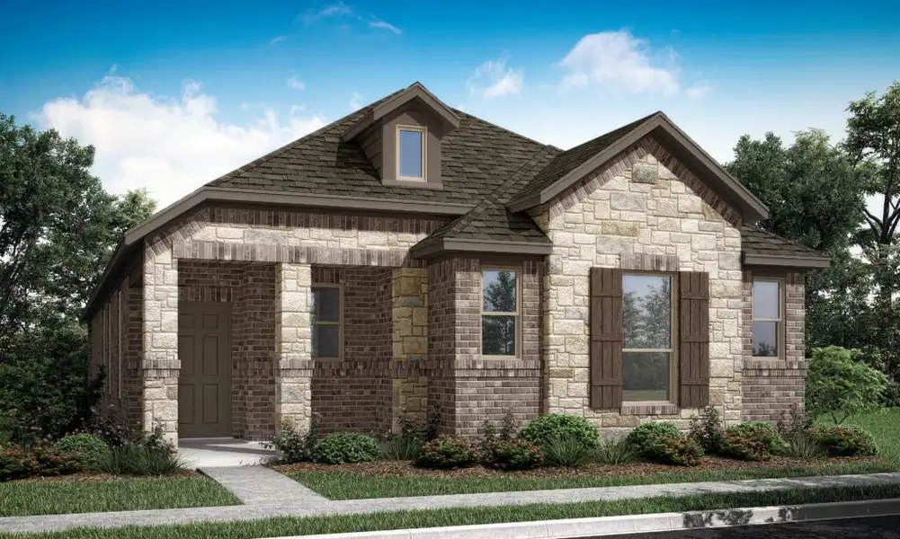 Front exterior of a new home in Redden Farms – Active Adult, Midlothian, TX, highlighting curb appeal (Image 2). Front exterior of a new home in Redden Farms – Active Adult, Midlothian, TX, highlighting curb appeal (Image 2).