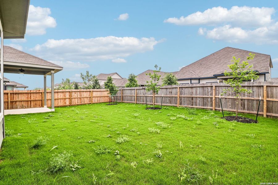Exterior details and patio area of a home in Estancia Ranch - Classic Series, San Antonio (Image 32).