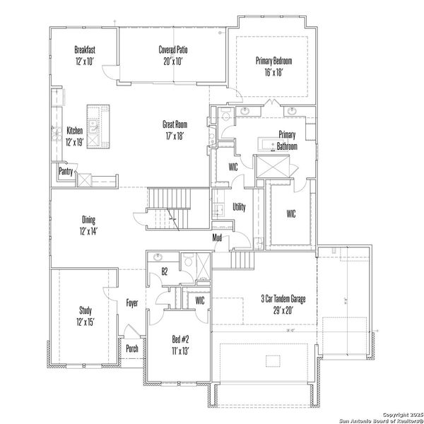 2D floor plan layout of this home in Kinder Ranch 70's, San Antonio, TX (Image 6).