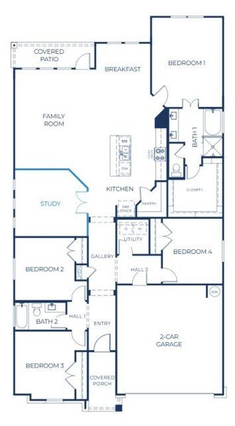 2D floor plan layout of this home in Three Creeks, Belton, TX (Image 3).