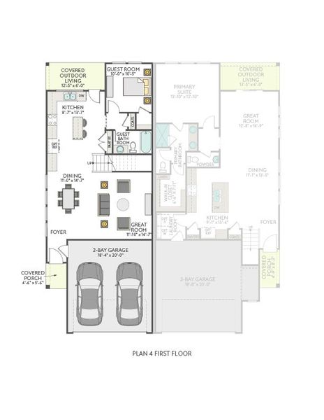 2D floor plan layout for the Greeley by Tri Pointe Homes in Park Central, Georgetown, TX (Image 6).